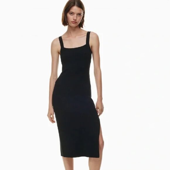 Aritzia Babaton Chase Knit Midi Dress Dark Navy Blue Size Small - Picture 10 of 10